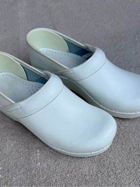 Dansko White Leather Clogs